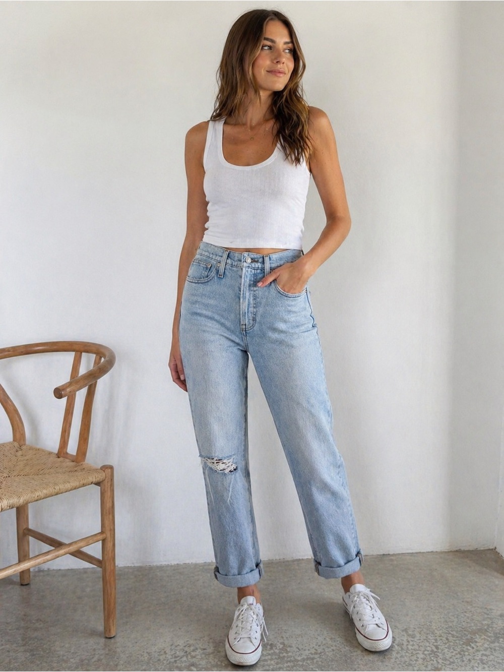 Madewell The Perfect Vintage Crop Jean Size 26 Distressed Light Wash High Rise